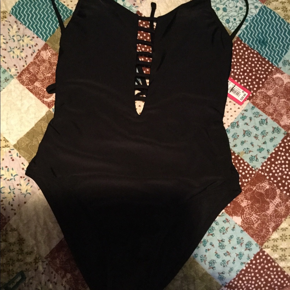 Black one piece swim suit
